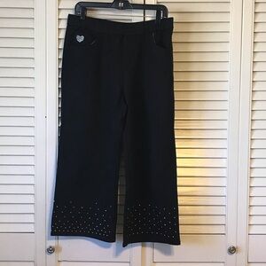 Quacker Factory Black Cropped Pants with Studded Hem